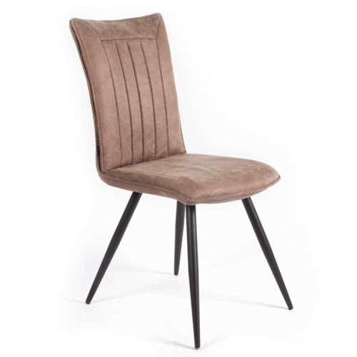 Taupe Upholstered Dining Chair with Metal Legs