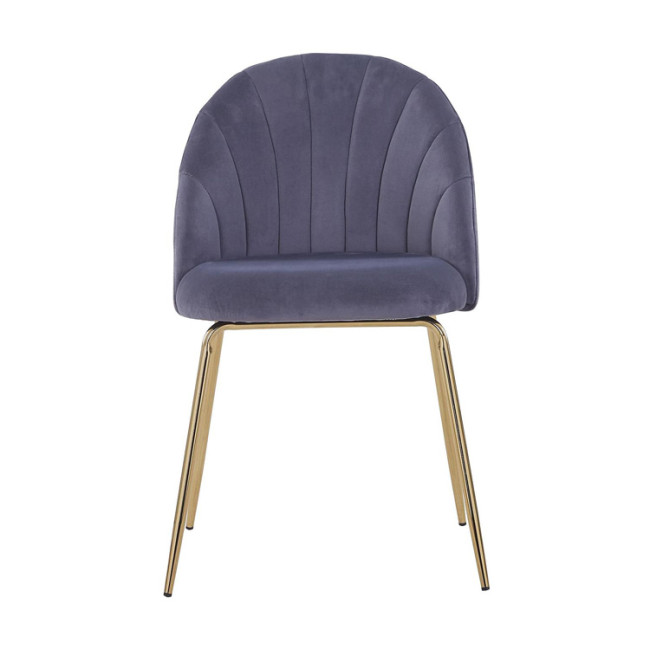Grey Velvet Cafe Chair with Golden Metal Legs