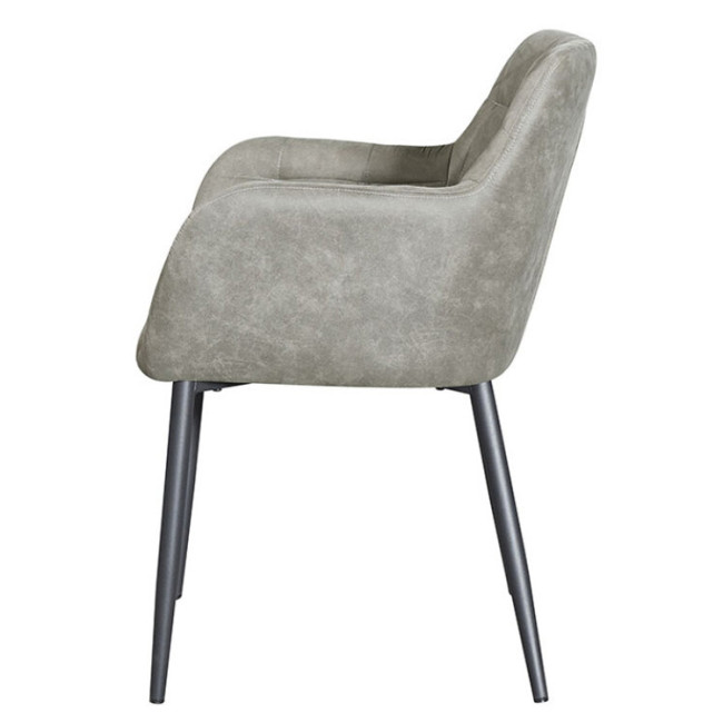 Stunning Dining Armchair in warm grey fabric and sleek metal legs