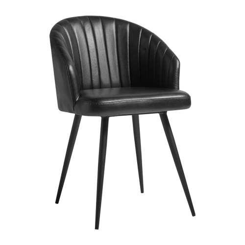 Sleek and sophisticated Black Faux Leather Dining Armchair