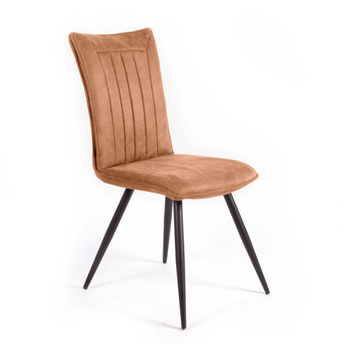 Brown Upholstered Dining Chair with Metal Legs