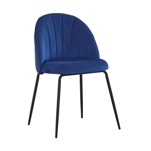 Stylish blue velvet dining cafe chair