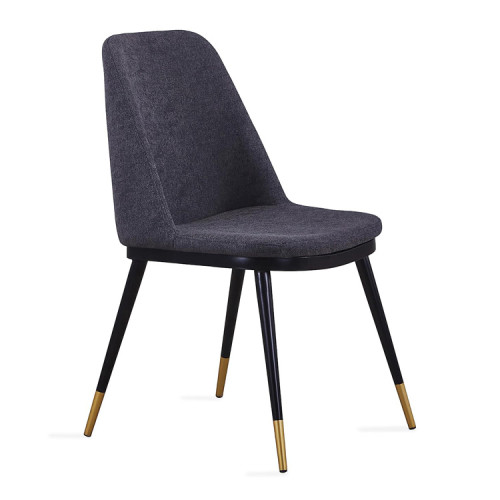 Dark Grey Fabric Dining Chair with Metal Legs