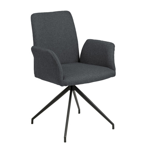Dark Grey Fabric Armchair with Metal Stand 