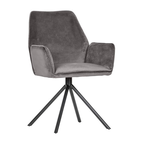 Luxury modern leisure dark grey dining armchair with metal stand