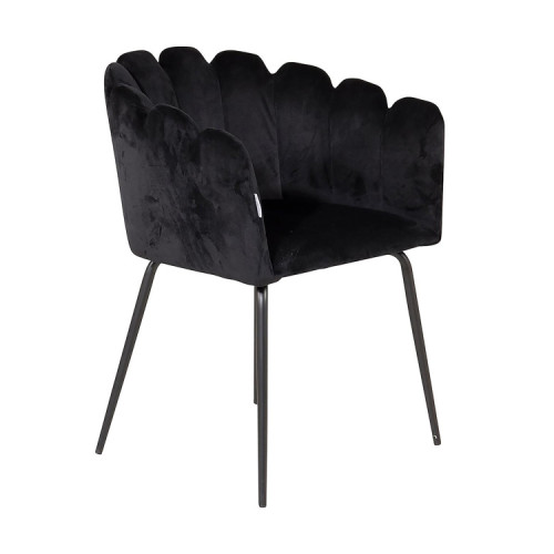 The Black Fabric Armchair with Metal Legs