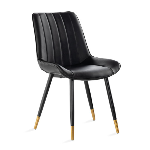 Sleek and stylish black faux leather dining chair with metal legs