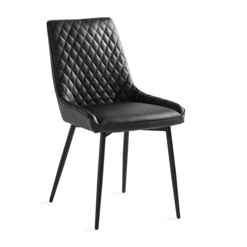 Stunning dark grey faux leather dining chair with sturdy metal legs