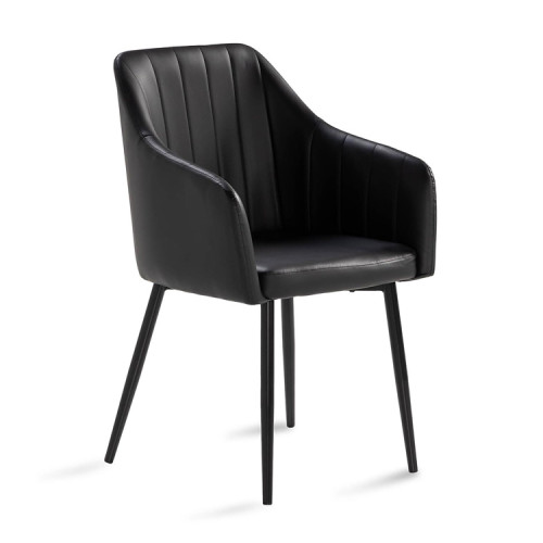 Stunning black faux leather armchair with sleek metal legs