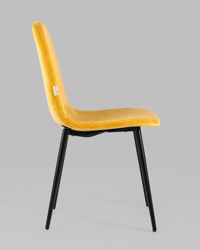 Extraordinary yellow velvet cafe chair with metal legs