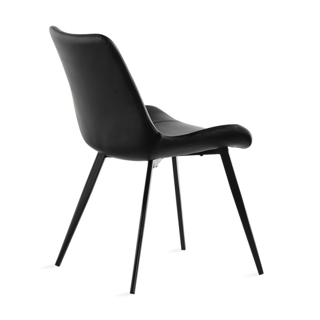Stylish and Sleek Black Faux Leather Dining Chair with Metal Legs