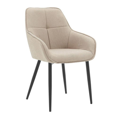 Luxurious Beige Fabric Armchair with Metal Legs