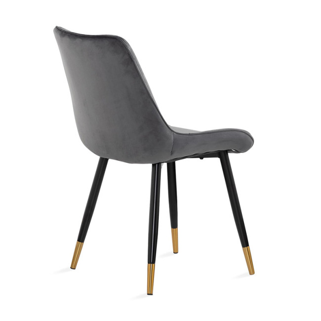 Beautifully designed dark grey velvet dining chair with metal legs