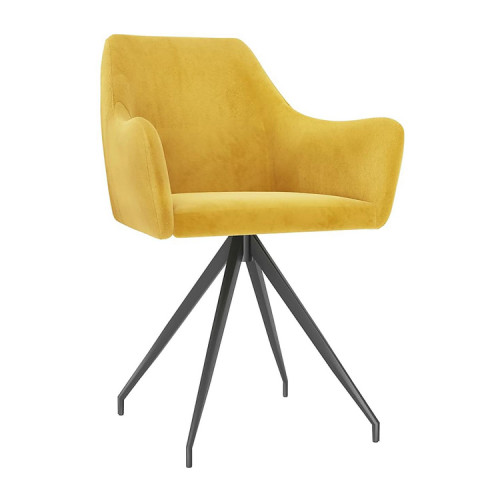 Yellow Fabric Swivel Armchair with Metal Legs
