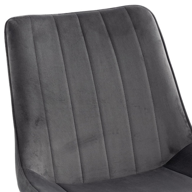 Beautifully designed dark grey velvet dining chair with metal legs