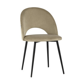Exquisite beige velvet dining chair with sleek metal legs