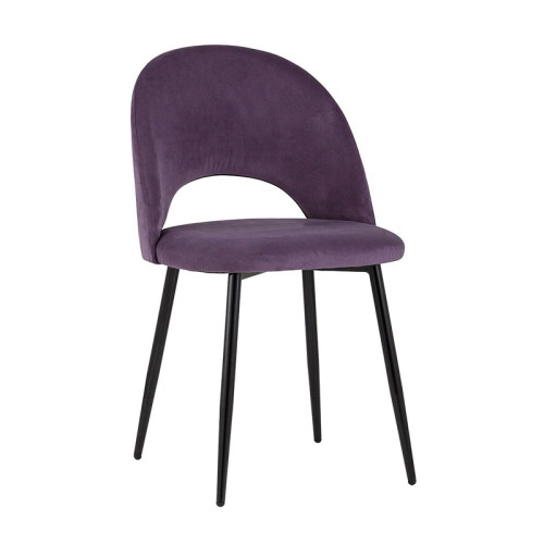 Luxury leisure curved back purple velvet dining chair 