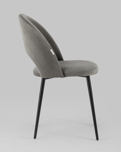 Luxury leisure curved back dark grey velvet dining chair 