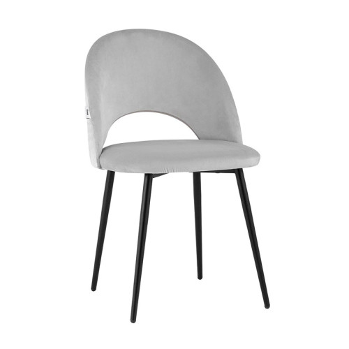 Elegant and sophisticated Warm Grey Velvet Dining Chair with Metal Legs