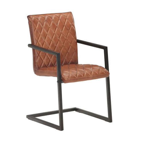 Industrial Style Brown Upholstered Dining Armchair