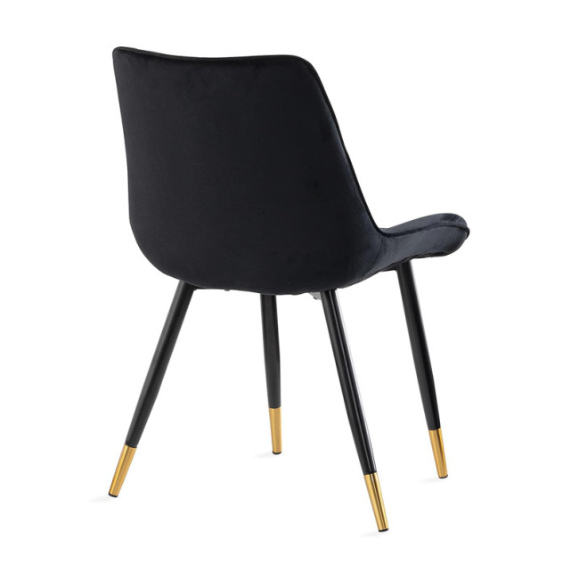 Black Velvet Dining Chair with Metal Legs