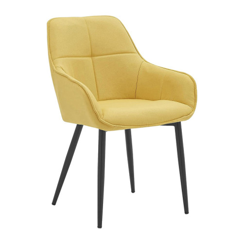 Yellow Fabric Armchair with Metal Legs