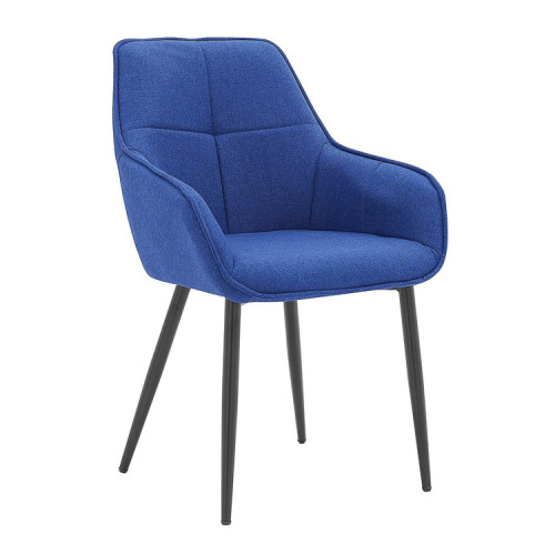 Blue Fabric Armchair with Metal Legs
