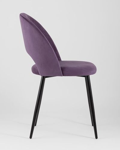Luxury leisure curved back purple velvet dining chair 