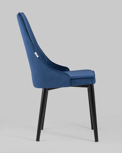 Navy Blue Fabric Restaurant Chair with Metal Legs