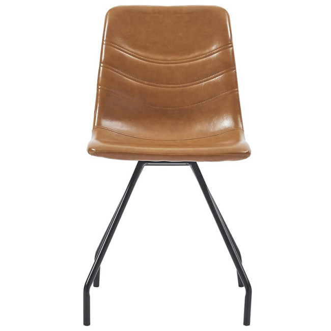 Brown Faux Leather Dining Chair with Metal Legs 