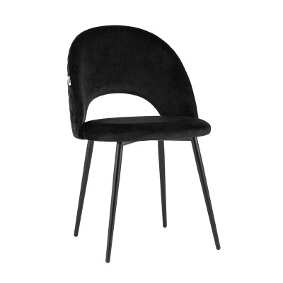 Black Velvet Dining Chair with Metal Legs