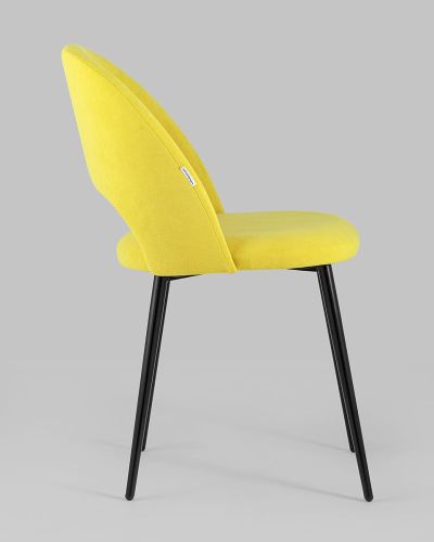 Luxury leisure curved back yellow velvet dining chair 