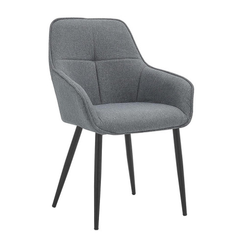 Luxurious Dark Grey Fabric Armchair with Metal Legs