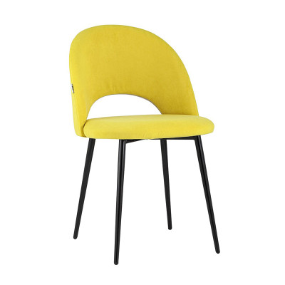 Luxury leisure curved back yellow velvet dining chair