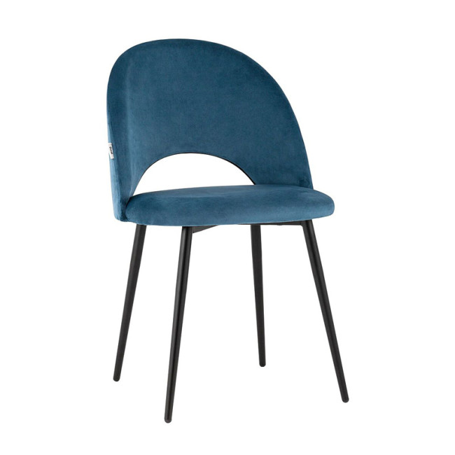 Luxury leisure curved back dark blue velvet dining chair