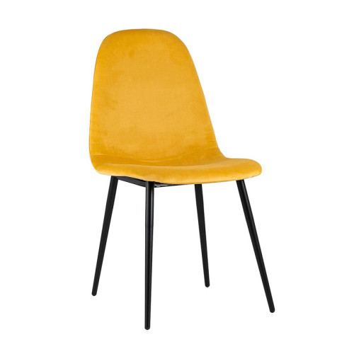 Extraordinary yellow velvet cafe chair with metal legs