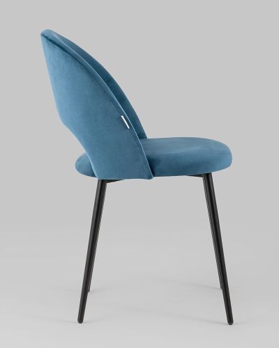 Luxury leisure curved back dark blue velvet dining chair 