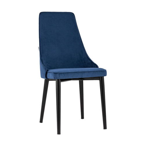 Navy Blue Fabric Restaurant Chair with Metal Legs