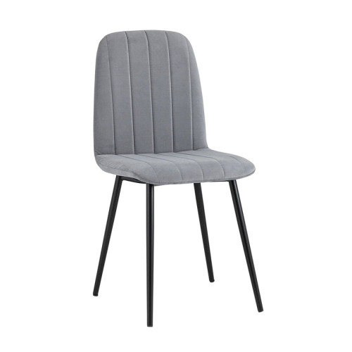 Stylish simple design cheap grey fabric dining cafe chair with metal legs