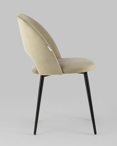 Exquisite beige velvet dining chair with sleek metal legs