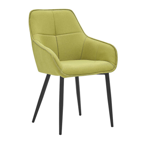 Stunning Green Fabric Armchair with Metal Legs