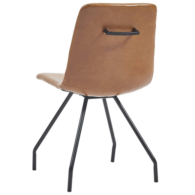 Brown Faux Leather Dining Chair with Metal Legs 