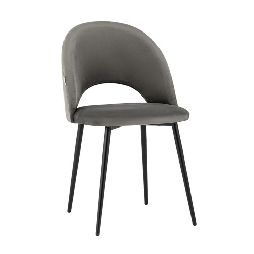 Luxury leisure curved back dark grey velvet dining chair 