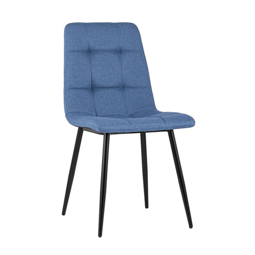 Modern Simple Peacock Blue Fabric Dining Chair