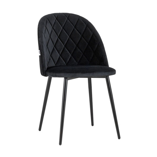 Elegant and sophisticated black velvet dining chair with metal legs