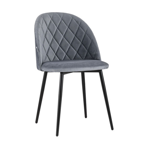 Elegant and sophisticated dark grey velvet dining chair with metal legs