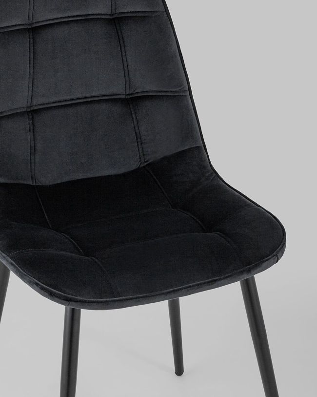 Elegant and refined Black Velvet Dining Chair with Metal Legs 