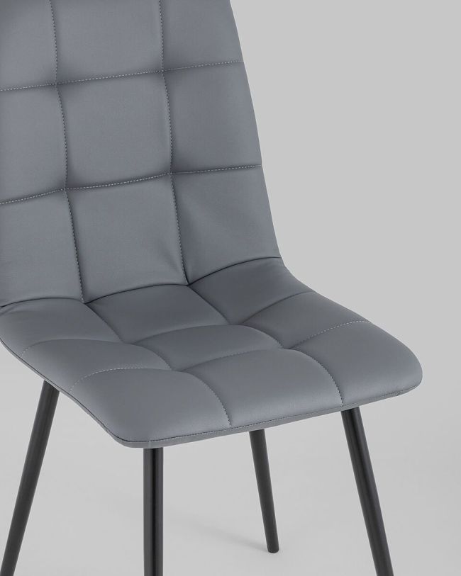 Sleek and stylish Dark Grey Faux Leather Dining Chair with Metal Legs