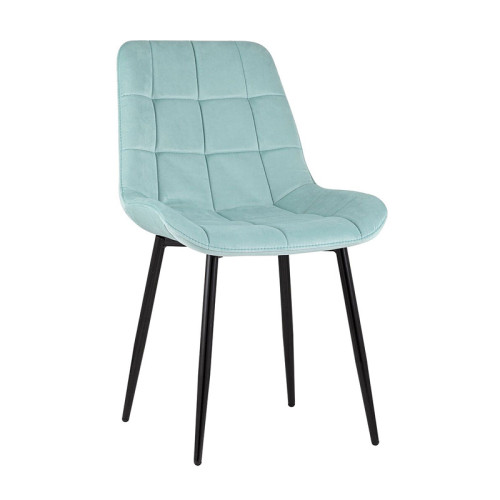 Teal Velvet Dining Chair with a Curved Back and Metal Legs