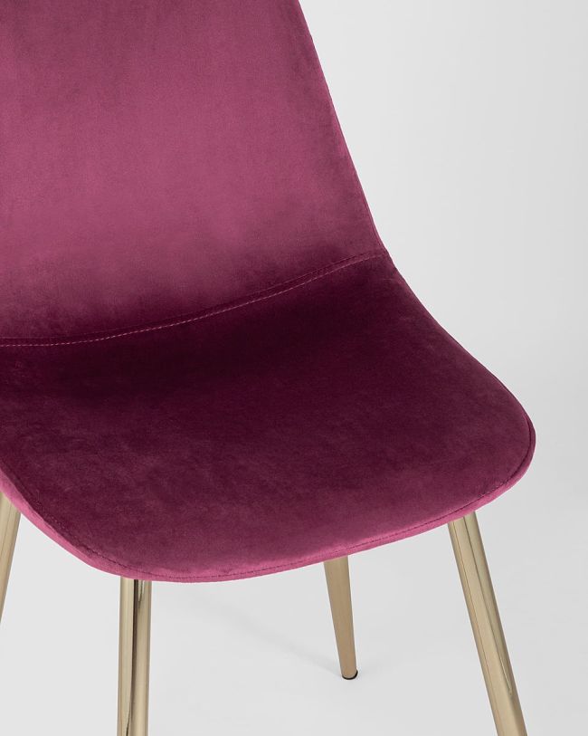  Purple Velvet Dining Chair with Golden Metal Legs
